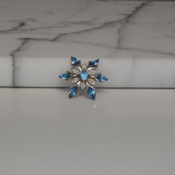 Blue and Silver Snowflake Pendant - Picture 2 of 5